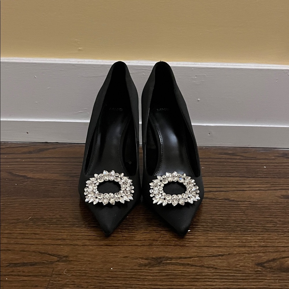 Chic Black Heels with Crystal Accents